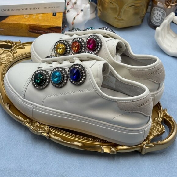 🆕 KURT GEIGER LONDON 🧿 NWOB Laney Octavia Sneaker, White Leather, Sz 39 US 8.5 - Picture 9 of 16